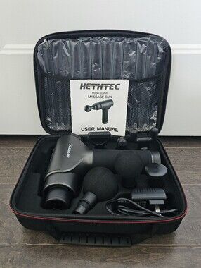 Hethtec EM16 Massage Gun - Black with 6 Attachments & Charging Adapter/Cord